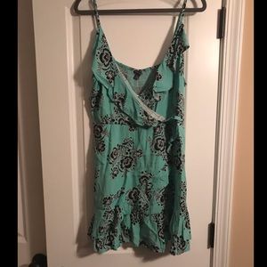 Teal floral wrap dress